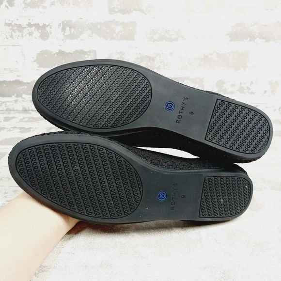 NEW Rothy's The Flat Black Knit Round Toe Slip On Loafers V111